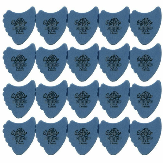 20 x Jim Dunlop Tortex Fins Blue 1.00mm Guitar Picks 414R Free Shipping