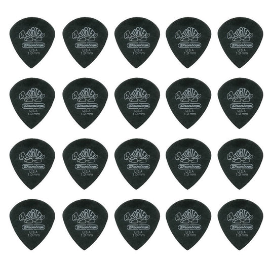 20 x Jim Dunlop Tortex Jazz 3 Pitch Black 1.0mm Guitar Picks III Free Post