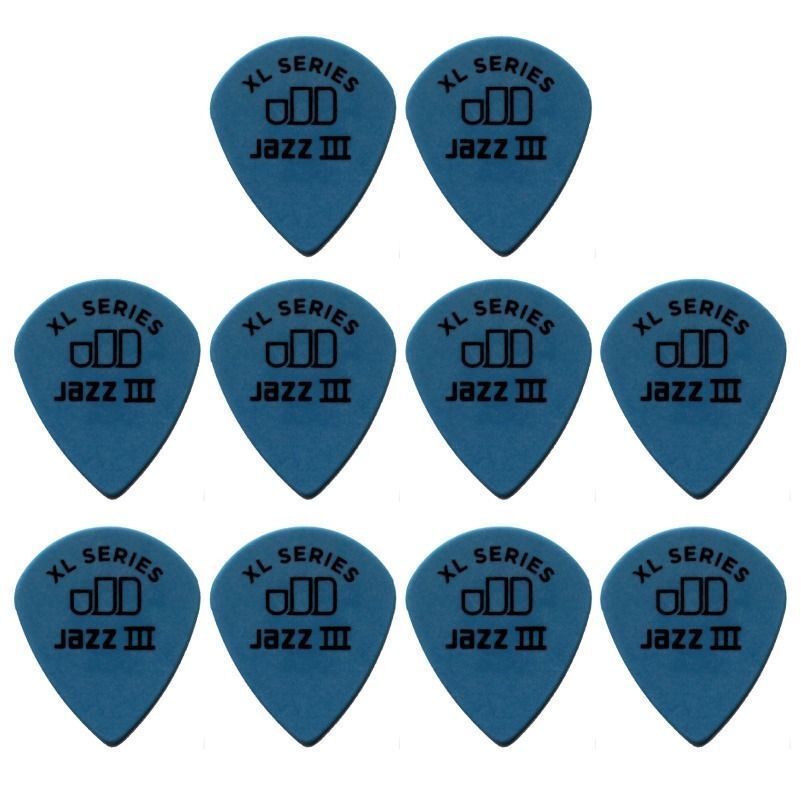 10 x Jim Dunlop Tortex Jazz 3 XL Blue 1.00mm Guitar Picks 498R Free Post