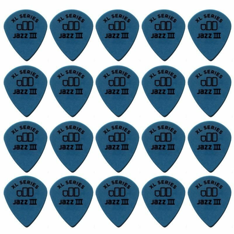 20 x Jim Dunlop Tortex Jazz 3 XL Blue 1.00mm Guitar Picks 498R Free Post