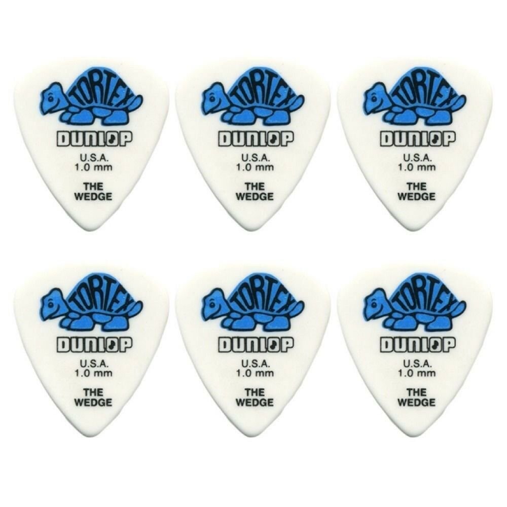 6 x Jim Dunlop Tortex Wedge 1.00mm Guitar Picks 424R USA Basic Pack