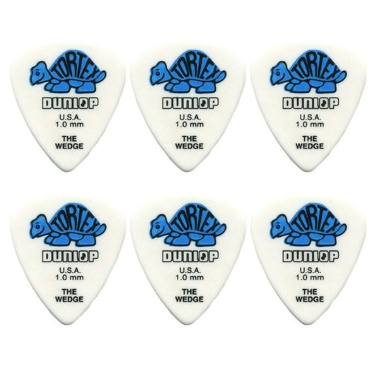 6 x Jim Dunlop Tortex Wedge 1.00mm Guitar Picks 424R USA Basic Pack