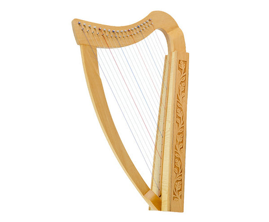 Leaning Pixie Harp - 19 String Carved w/Bag
