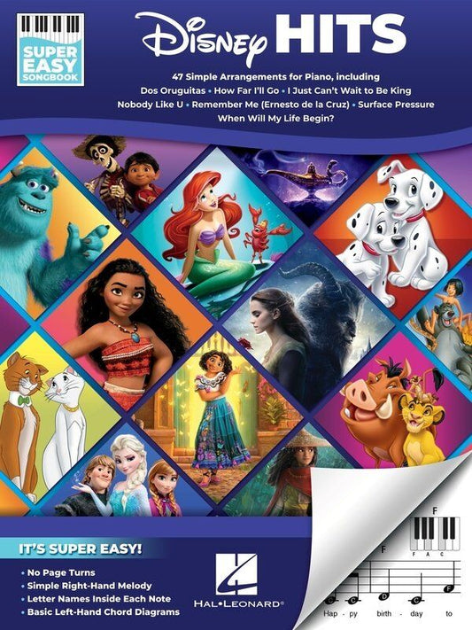 Disney Hits Super Easy Songbook by Hal Leonard - 96 Pages, E-Z Play Format for Keyboard and Piano