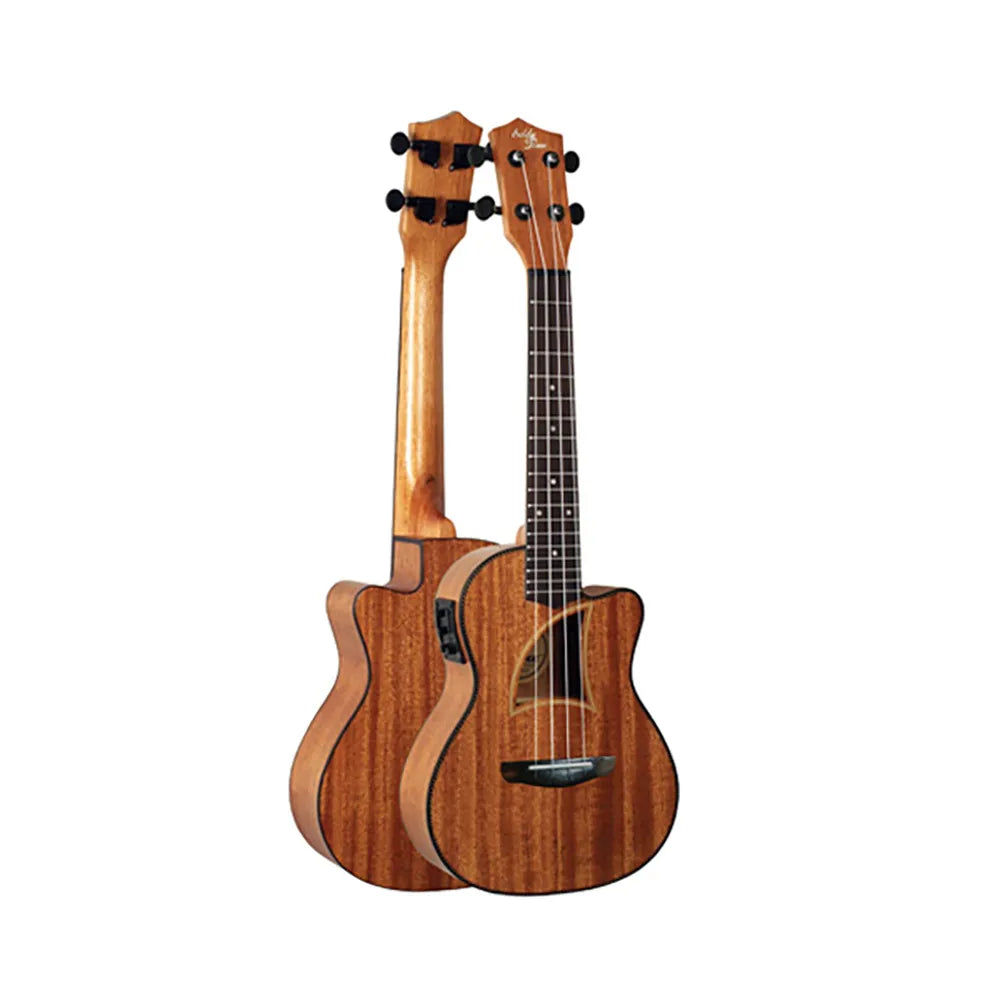 Eddy Finn Electric Concert Ukulele 9CE - Tropical Mahogany, 24" Length, 18 Frets, 3 Band Preamp, Aquila Strings