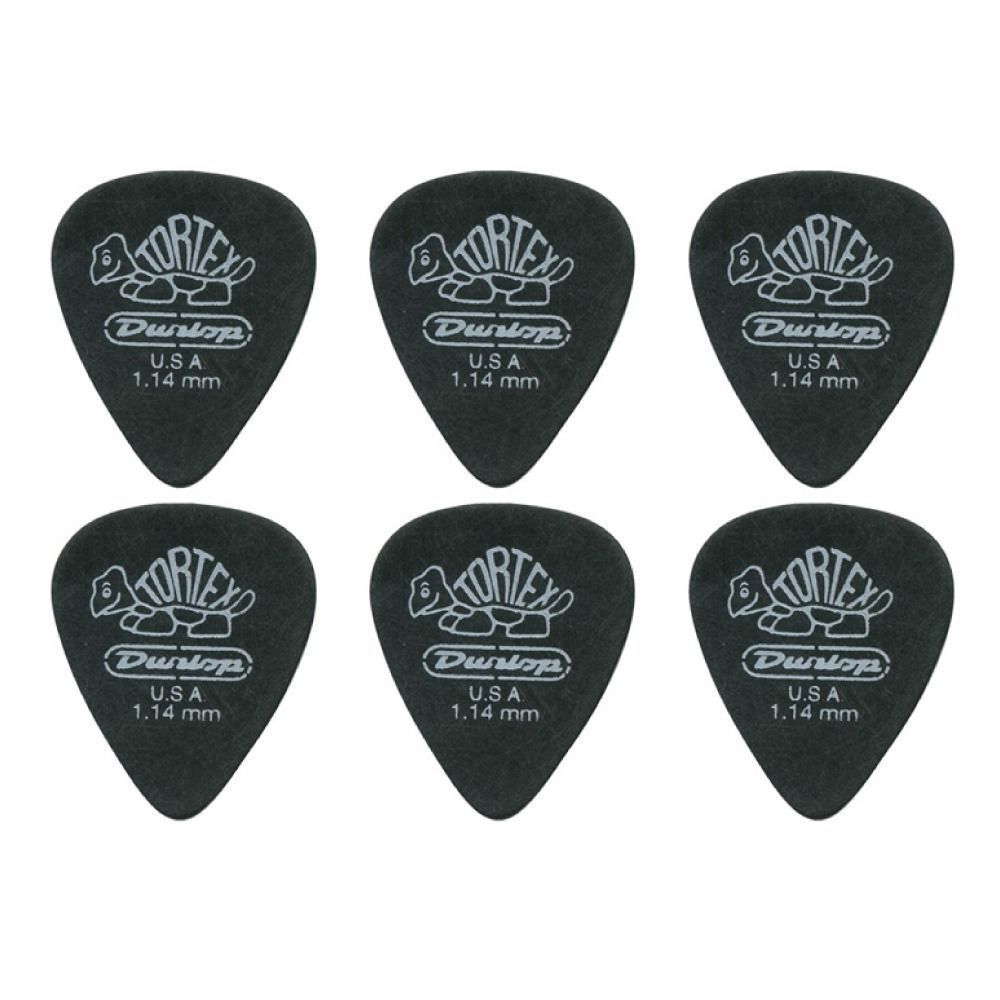 6 x Jim Dunlop Tortex Pitch Black 1.14MM Guitar Picks Free Shipping