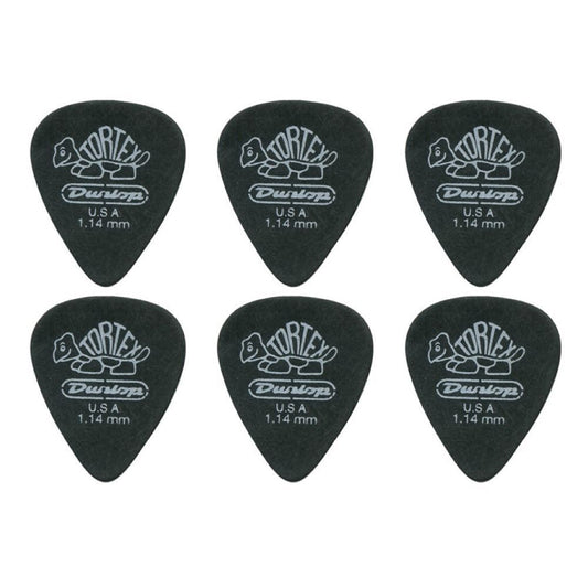 6 x Jim Dunlop Tortex Pitch Black 1.14MM Guitar Picks Free Shipping
