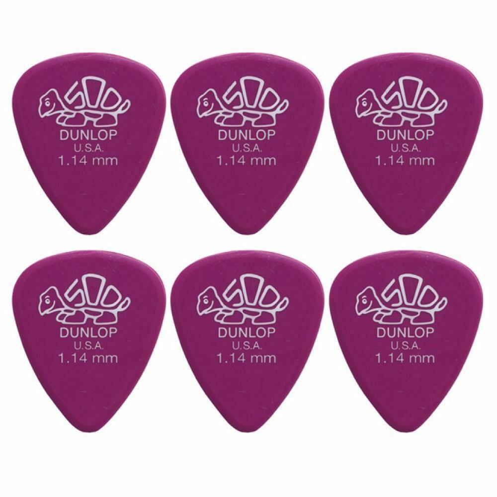6 x Dunlop Premium DELRIN 500 1.14MM Gauge Guitar Picks 41R