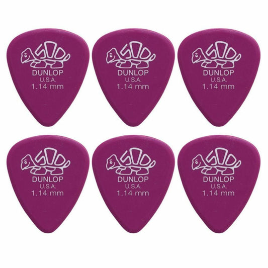 6 x Dunlop Premium DELRIN 500 1.14MM Gauge Guitar Picks 41R