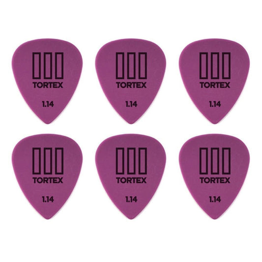 6 x Jim Dunlop Tortex TIII Purple 1.14mm T3 Guitar Picks T3 USA