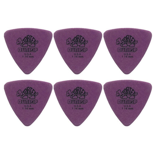 6 x Dunlop Tortex Triangle 1.14MM Gauge Guitar Picks 431R Plectrums
