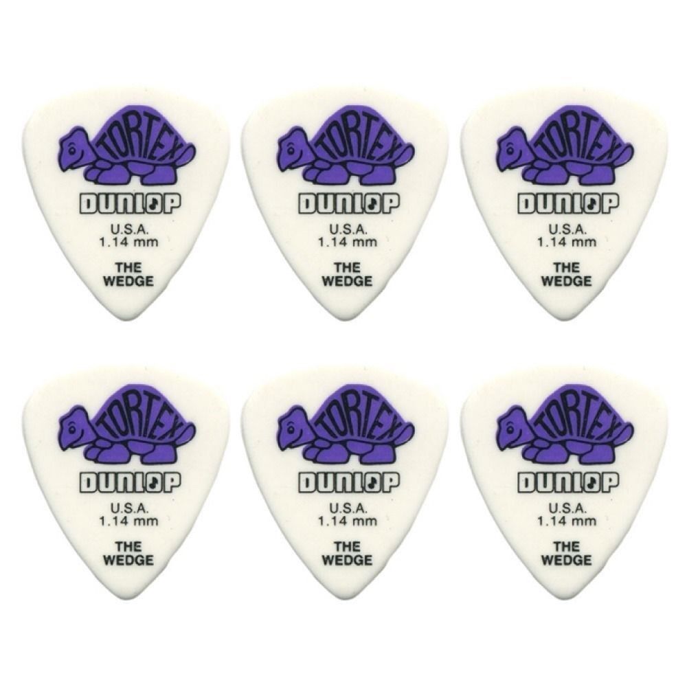 6 x Jim Dunlop Tortex Wedge 1.14mm Guitar Picks 424R USA Basic Pack