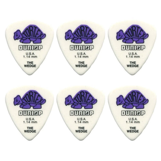 6 x Jim Dunlop Tortex Wedge 1.14mm Guitar Picks 424R USA Basic Pack