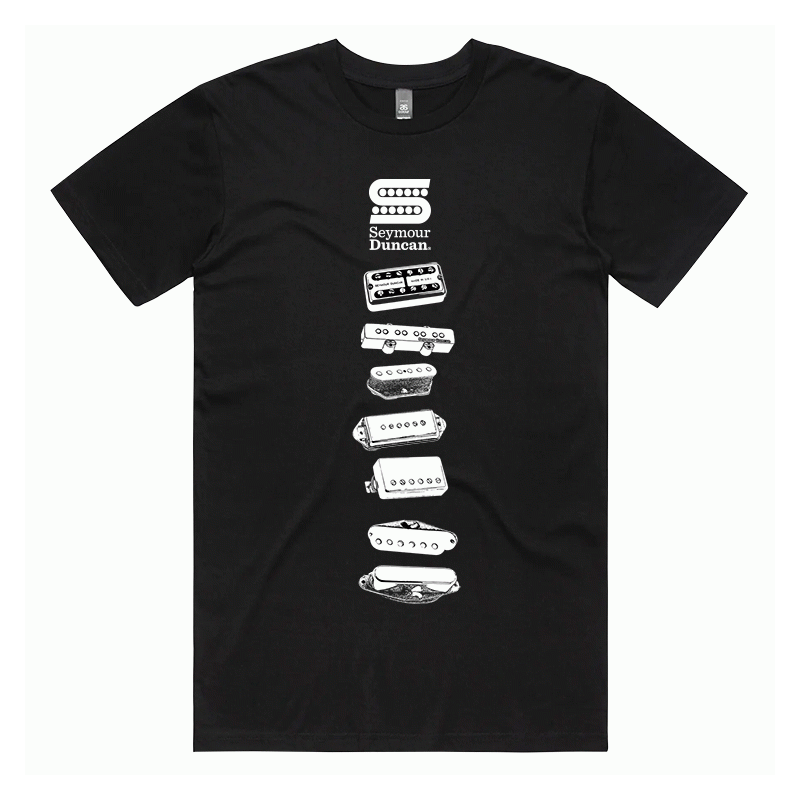 Seymour Duncan Logo Stacked Pickups T-Shirt Medium 100% Cotton