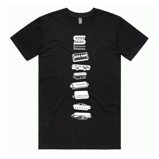 Seymour Duncan Logo Stacked Pickups T-Shirt Medium 100% Cotton