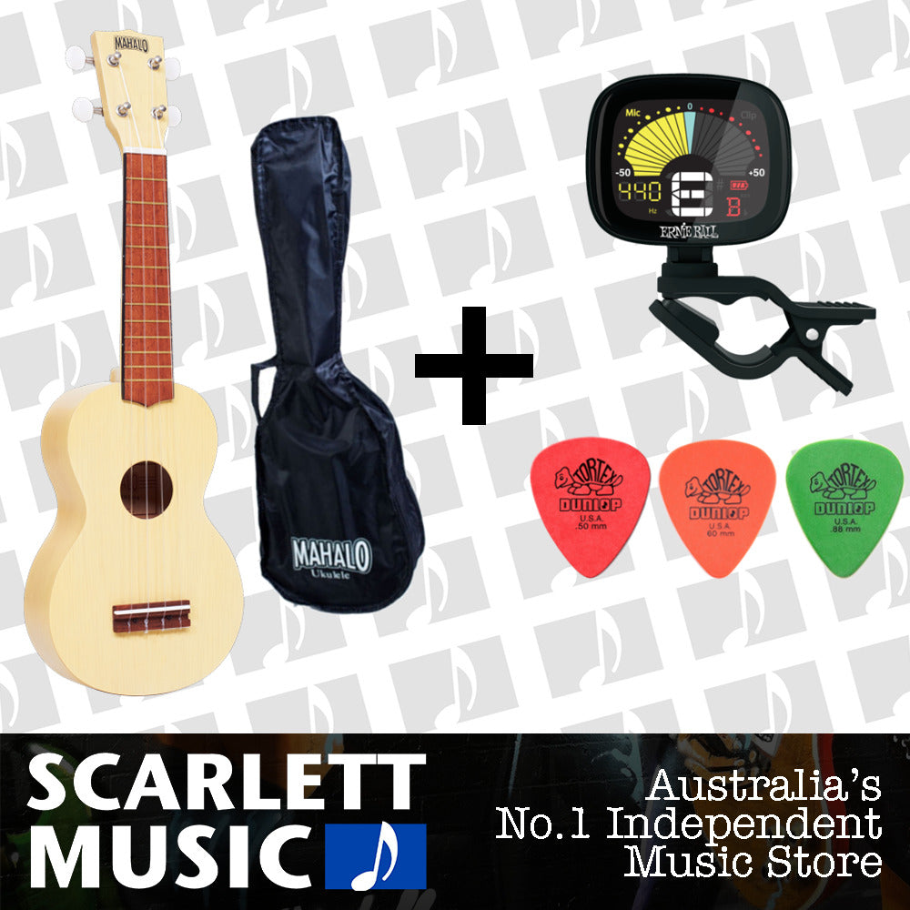 Mahalo Wooden Soprano Ukulele Transparent Maple & Bag Kahiko Series MK1-TBS