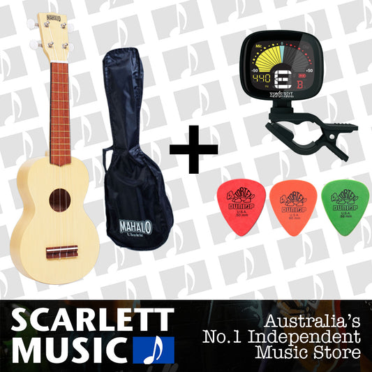 Mahalo Wooden Soprano Ukulele Transparent Maple & Bag Kahiko Series MK1-TBS