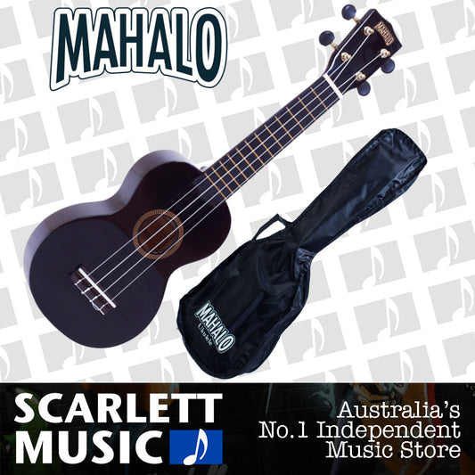 MAHALO Black Soprano Uke Ukulele MR1-BK - w/FREE Gigbag.