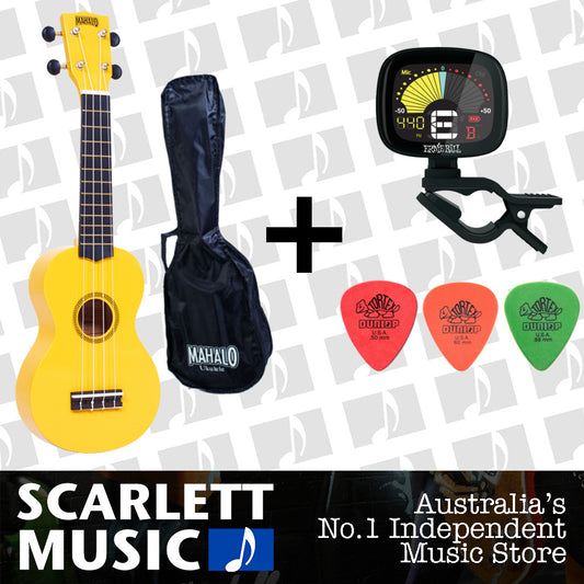 MAHALO Yellow Soprano Uke Ukulele MR1-YW - w/FREE Gigbag.