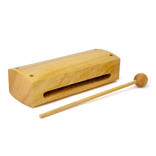 Large Hand-Carved Woodblock with Beater