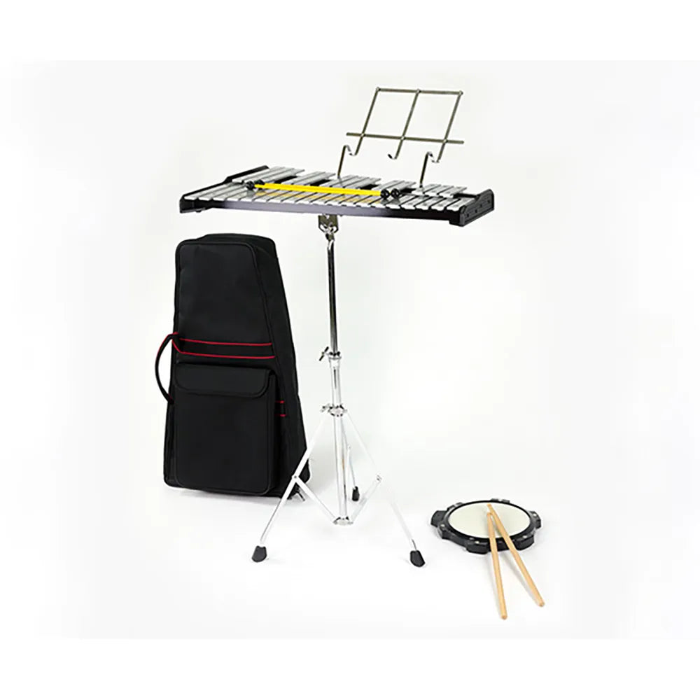 Maxtone 32-Note Glockenspiel Kit with Bag, Tripod Stand, Practice Pad, Mallets, and Drumsticks