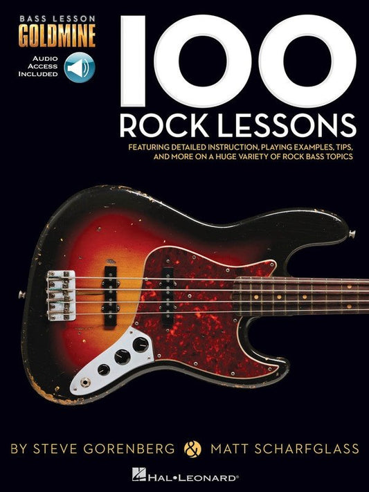 100 Rock Lessons Bass Goldmine Series Bk/Ola (Hal Leonard)