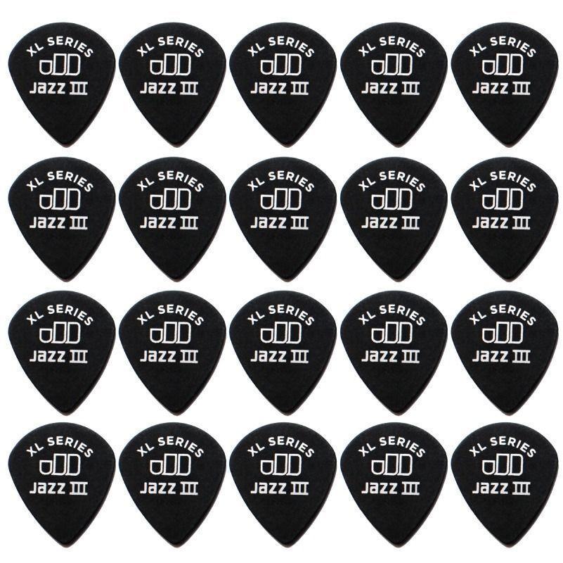 20 x Jim Dunlop Tortex Jazz 3 XL Black 1.35mm Guitar Picks III