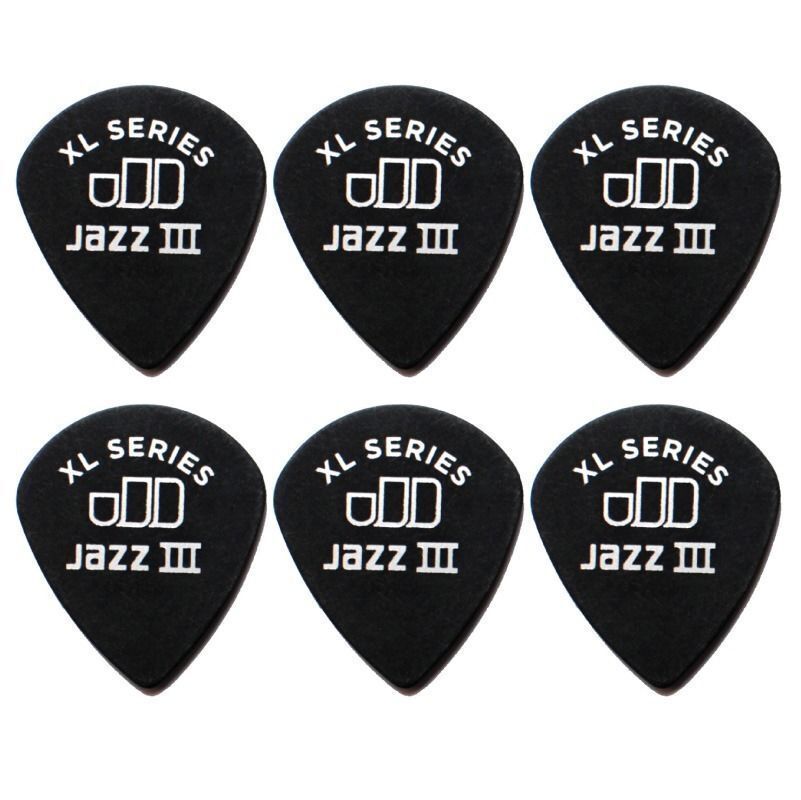 6 x Jim Dunlop Tortex Jazz 3 XL Black 1.35mm Guitar Picks III Free Post