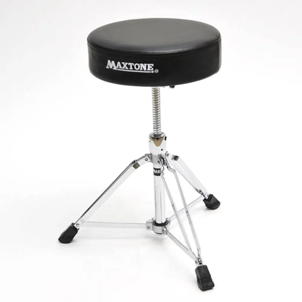 Drum Throne with Embroidered Maxtone Logo, Height Adjustable 46.5-60cm, Thick Padded Seat, 3 Double Braced Legs