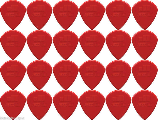 24 x Dunlop Jazz III Red Guitar Picks / Plectrums Free Postage