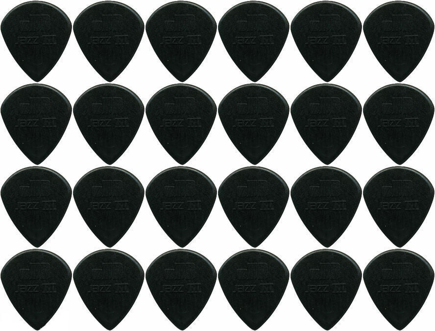 24 x Dunlop Jazz III Black Guitar Picks / Plectrums Free Postage