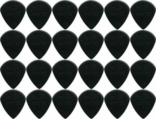 24 x Dunlop Jazz III Black Guitar Picks / Plectrums Free Postage