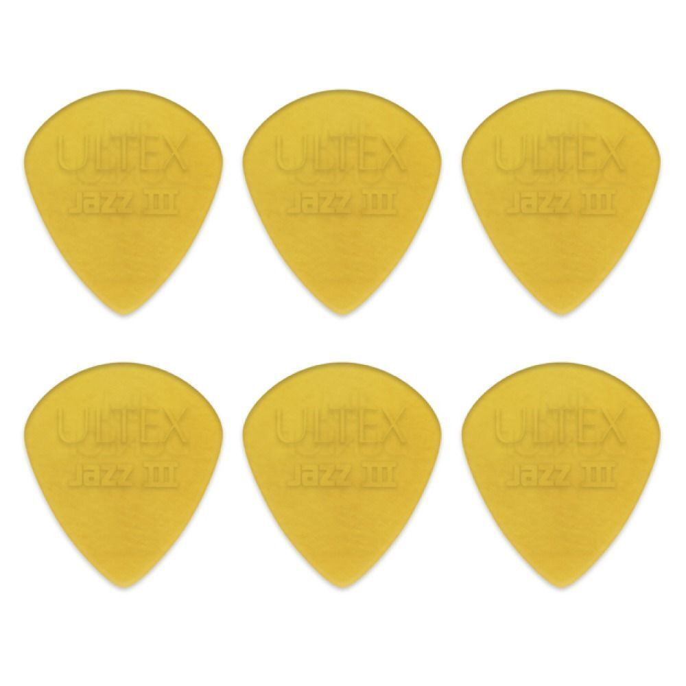 6 x Jim Dunlop Ultex Jazz III Small Guitar Picks 427R Pointed Tip
