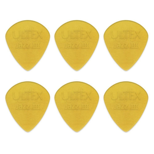 6 x Jim Dunlop Ultex Jazz III Small Guitar Picks 427R Pointed Tip