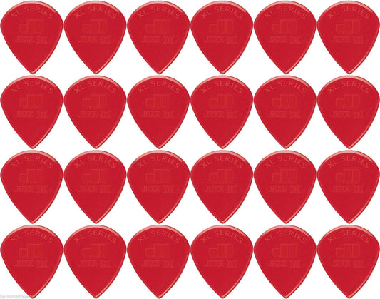 24 x Dunlop Jazz III XL Red Guitar Picks 47RXLN Free Postage