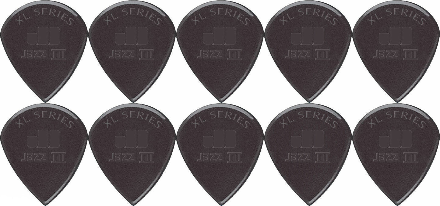 10 x Dunlop Jazz 3 XL Black Sharp Guitar Pick ** Jazz III Free Post