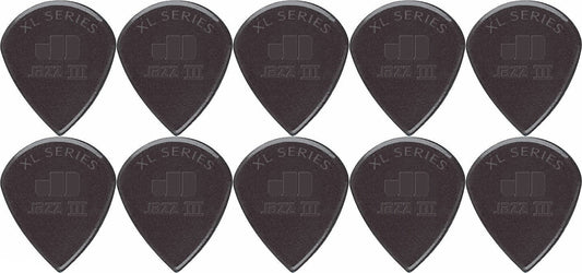 10 x Dunlop Jazz 3 XL Black Sharp Guitar Pick ** Jazz III Free Post