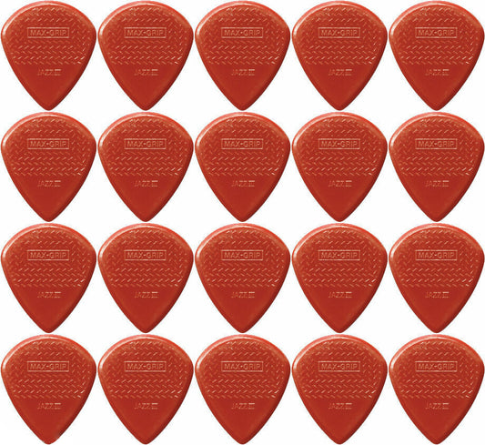 20 x Dunlop Max Grip Jazz 3 Red Nylon Gauge Guitar Picks Jazz III