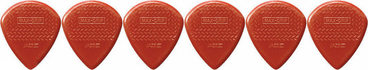6 x Dunlop Max Grip Jazz 3 Red Nylon Gauge Guitar Picks Jazz III