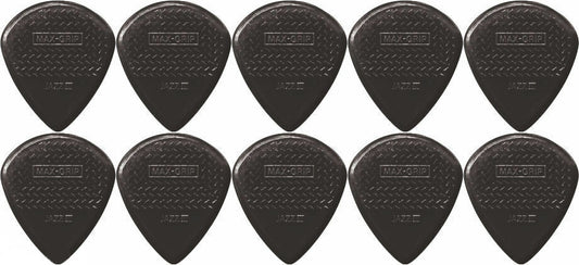 10 x Jim Dunlop Max Grip Jazz 3 Black Stiffo Gauge Guitar Picks Jazz III