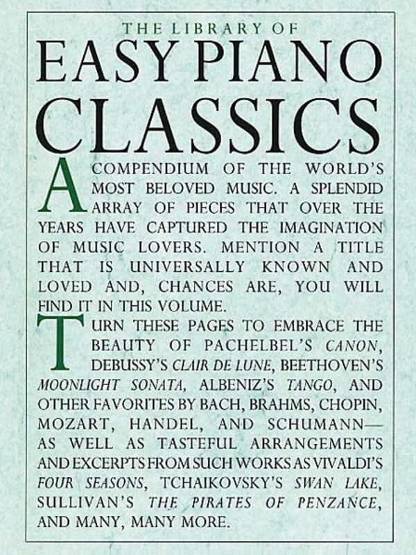 Library of Easy Piano Classics - Spiral Bound, 296 Pages, Piano Solo, Includes Clair de Lune, Pachelbel's Canon, and More