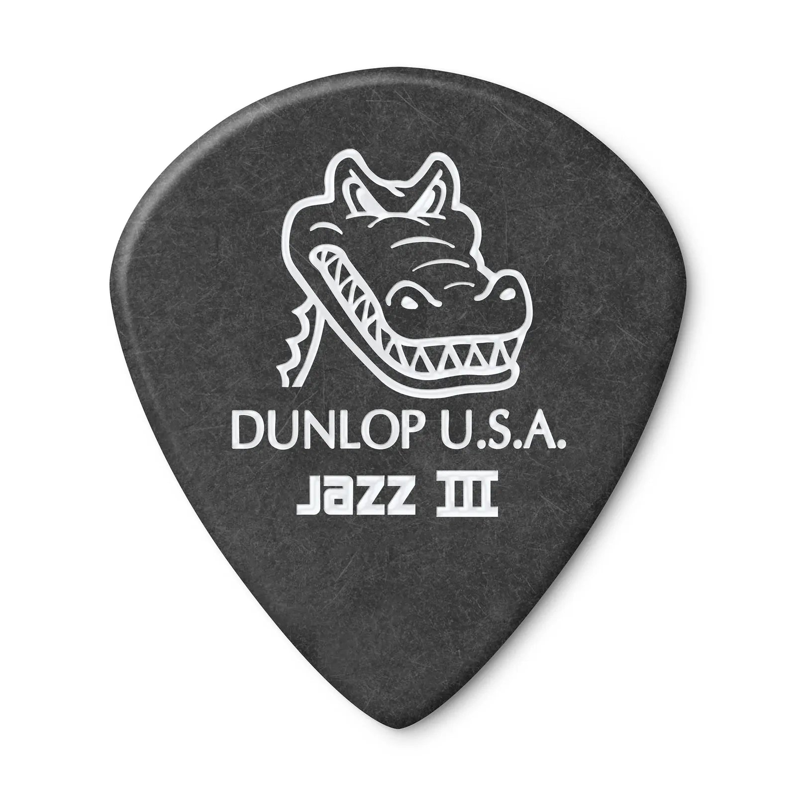 Jim Dunlop Gator Grip Jazz III Guitar Pick with Nonslip Grip and Bevelled Edge (Single)
