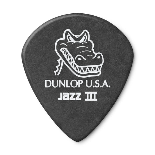 Jim Dunlop Gator Grip Jazz III Guitar Pick with Nonslip Grip and Bevelled Edge (Single)