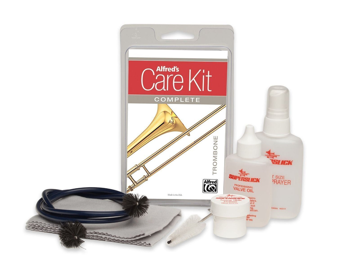 Alfred's Care Kit Complete For Trombone  Inc. Slide Oil & Grease, Cloth