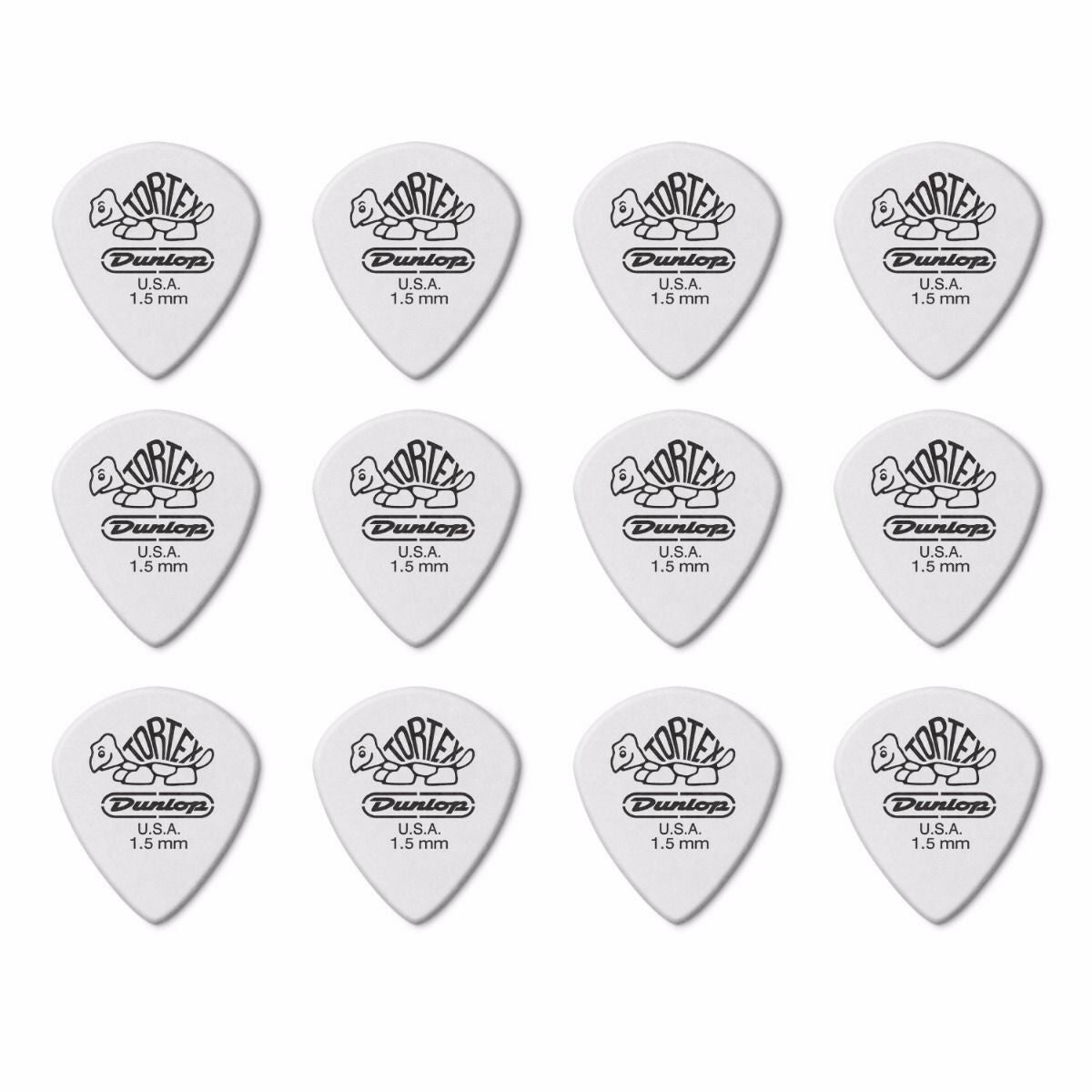 12 x Jim Dunlop Tortex Jazz 3 White 1.50mm Guitar Picks III 478R