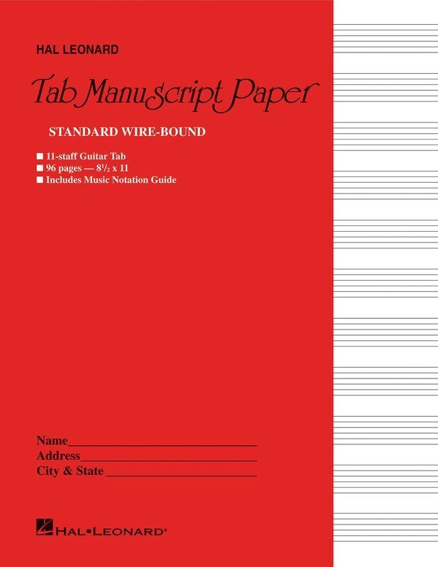 Guitar Tablature Manuscript Paper Wire-Bound - 96 Pages, 12 Staves per Page, 8.5 x 11 inches