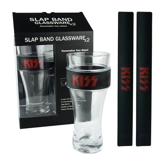 Kiss Pint Glass & Slap Band Black/Red 2 Pack (Iconic Concepts)