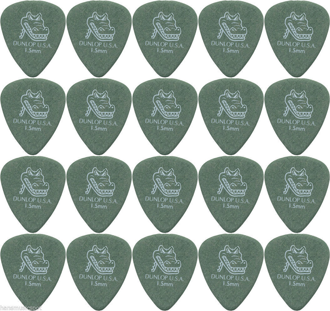 20 x Dunlop Gator Grip Green 1.50mm Guitar Picks USA Bulk Pack
