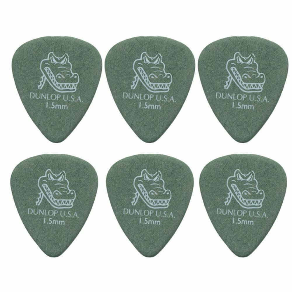 6 x Dunlop Gator Grip 1.50MM Gauge Guitar Picks Green