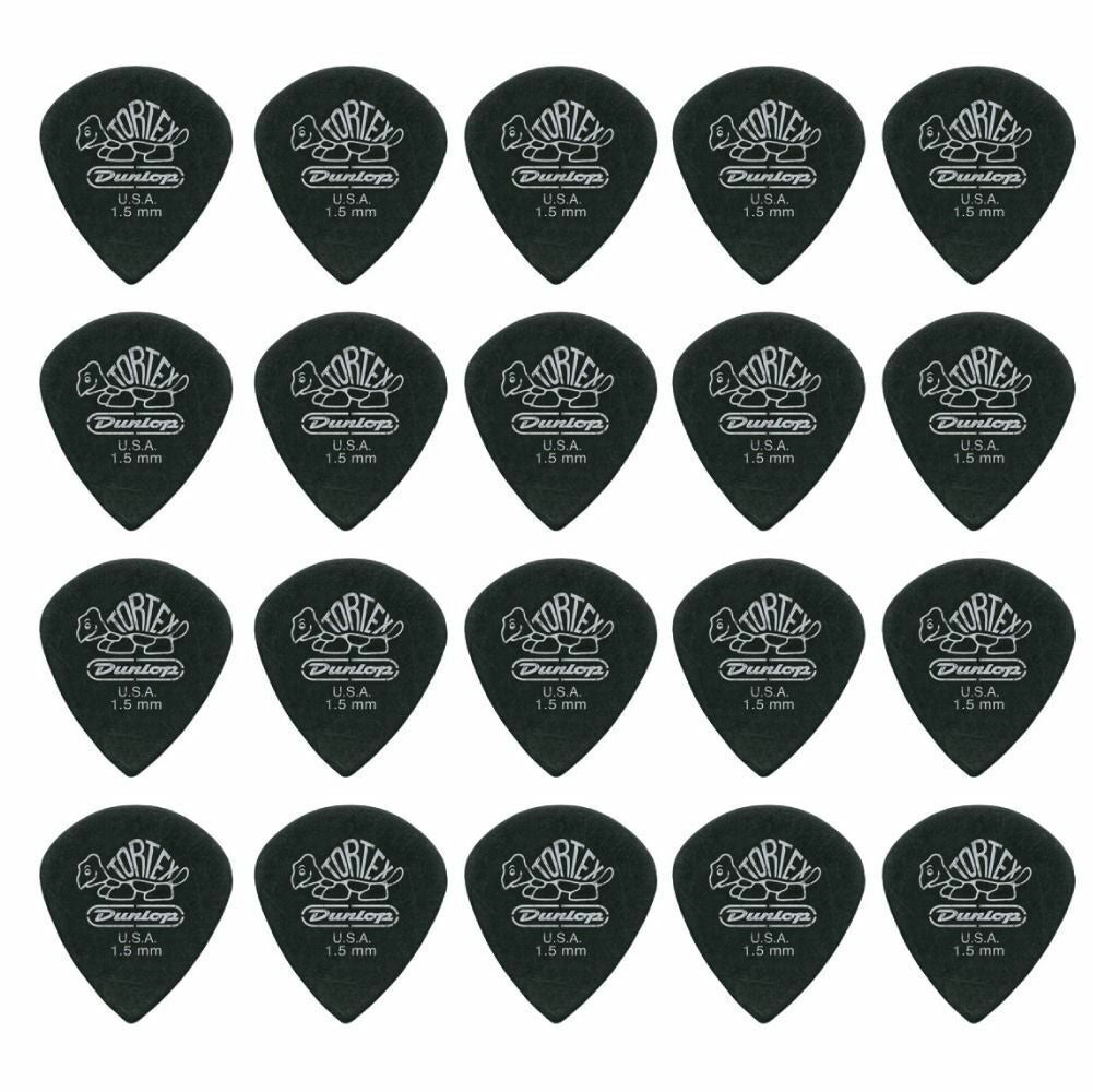20 x Jim Dunlop Tortex Jazz 3 Pitch Black 1.50mm Guitar Picks III *NEW Free Post